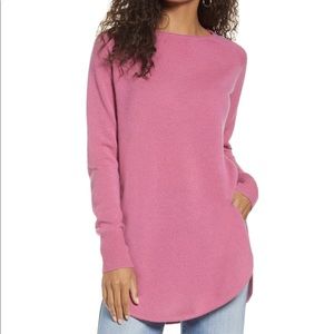 Halogen Pink Boatneck Wool & Cashmere Tunic Small.